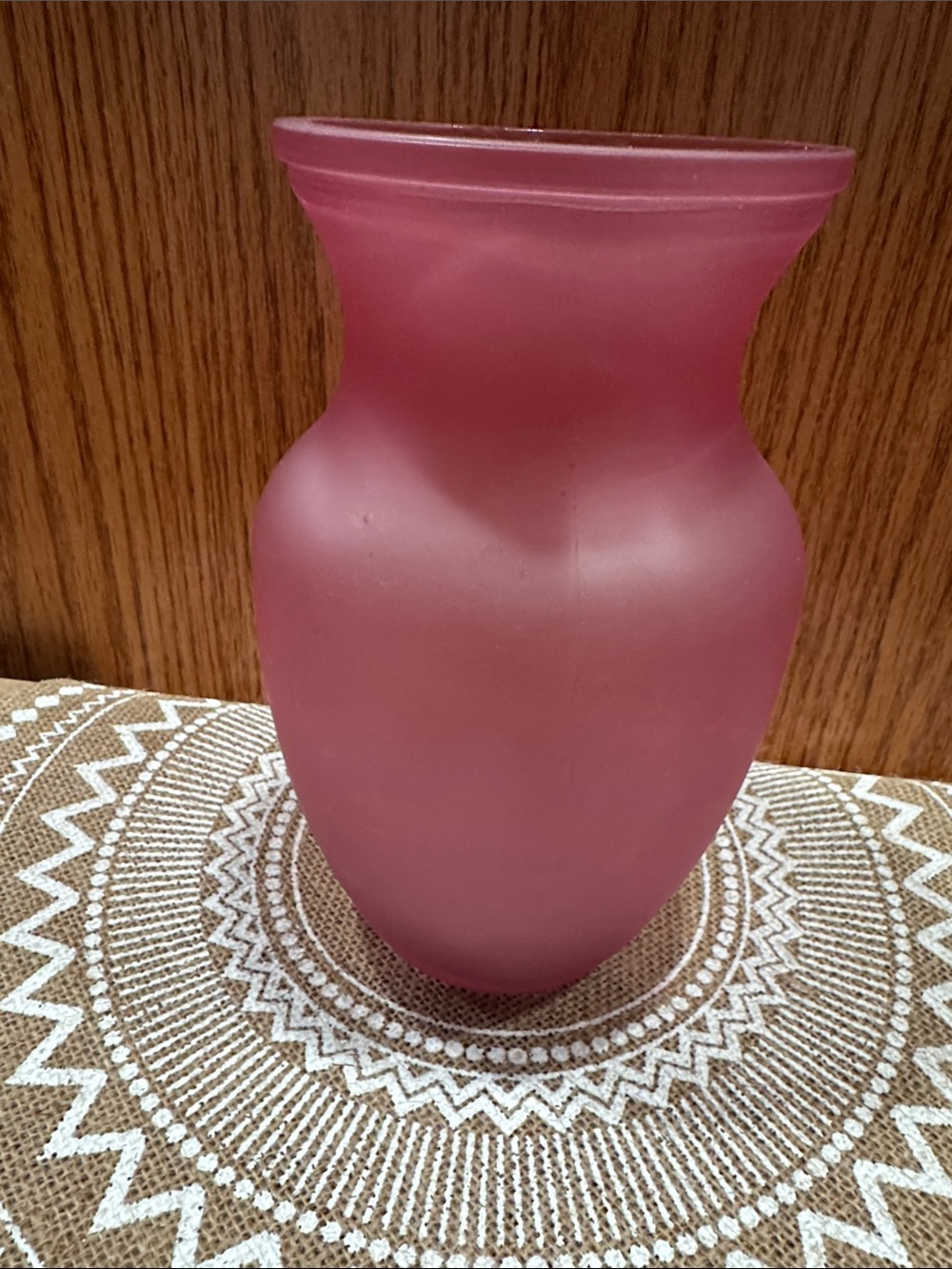 8” Blush Pink Frosted Glass Vase for Modern Decor